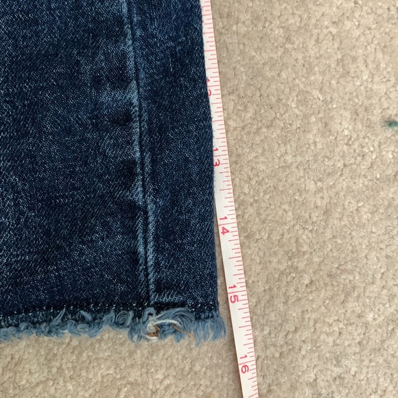 High Waisted Medium Wash Distressed Denim Skirt - Picture 9 of 10